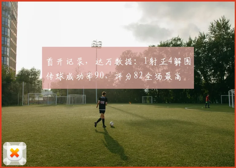 首开记录，达万数据：1射正4解围传球成功率90，评分82全场最高
